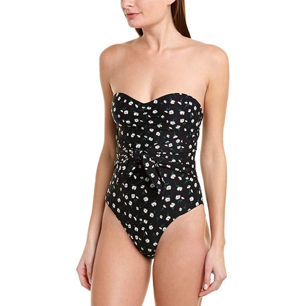 ONIA X WE WORE WHAT Women Capri One Piece Swimsuit with Daisies , XS, Black